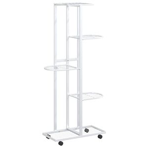 vidaXL Soporte para flores 5 alturas ruedas hierro blanco 44x23x100cm