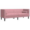 vidaXL Set de sof&aacute;s Chesterfield con cojines 3 piezas terciopelo rosa