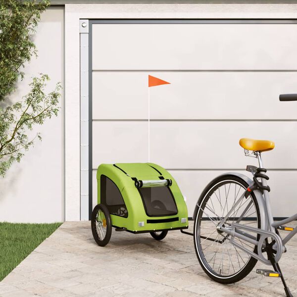 vidaXL Remolque de bicicleta mascotas hierro tela Oxford verde