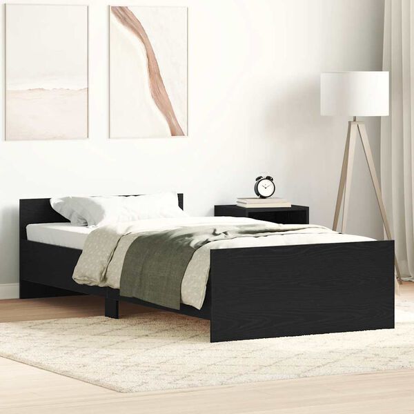 vidaXL Estructura de cama sin colch&oacute;n roble negro 90x200 cm
