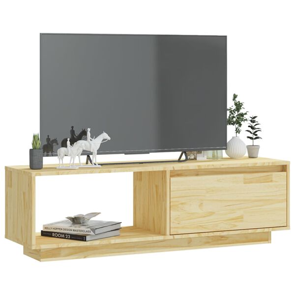 vidaXL Mueble de TV de madera maciza de pino 110x30x33,5 cm