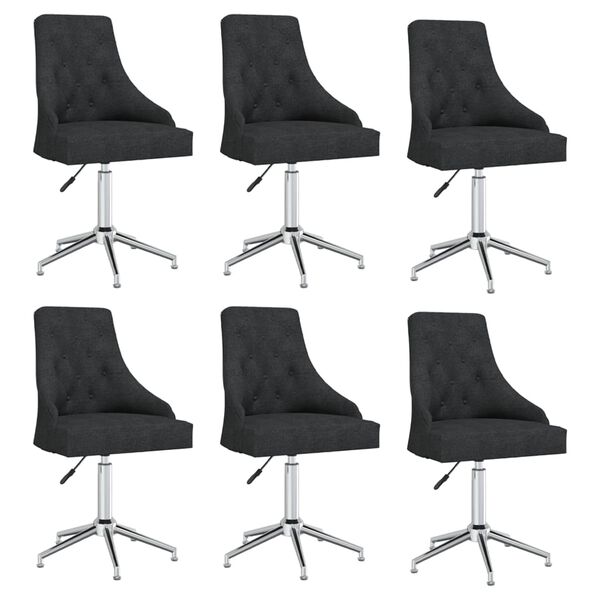 vidaXL Sillas de comedor giratorias 6 unidades tela negro
