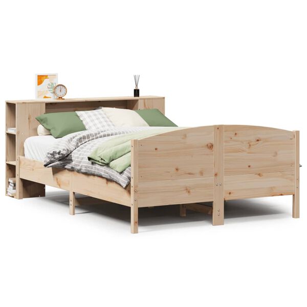 vidaXL Cama con estanter&iacute;a sin colch&oacute;n madera maciza de pino 140x200cm