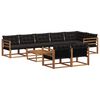 vidaXL Conjunto de sof&aacute;s de exterior 9 uds. Natural y negro