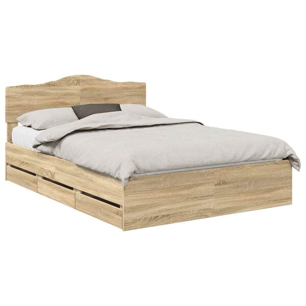 vidaXL Estructura de cama Roble Sonoma 140 x 200 cm Madera Ingenieril