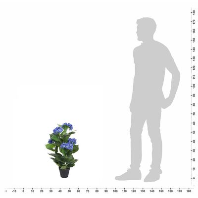 vidaXL Planta artificial hortensia con macetero 60 cm azul
