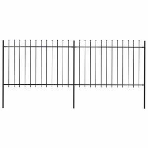 vidaXL Valla de jard&iacute;n con puntas de lanza acero negro 3,4x1,2 m