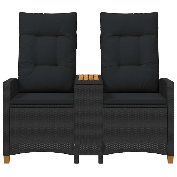 vidaXL Banco reclinable con mesa con coj&iacute;n Negro 126 x 65 x 112 cm