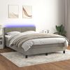 vidaXL Cama box spring colch&oacute;n y LED terciopelo gris claro 140x200 cm