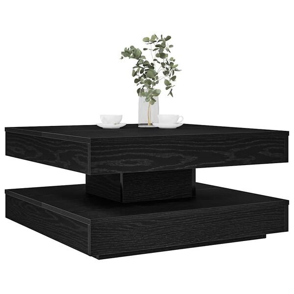 vidaXL Mesa de centro giratoria 360 grados negro 70x70x34,5 cm
