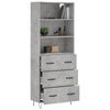 vidaXL Aparador alto madera contrachapada gris hormig&oacute;n 69,5x34x180 cm