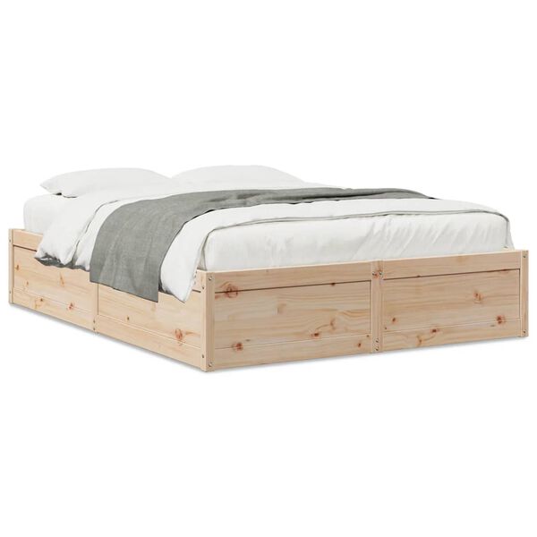 vidaXL Estructura de cama sin colch&oacute;n madera de pino blanco 150x200 cm