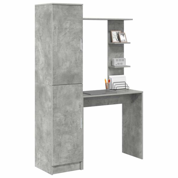 vidaXL Escritorio 2 pcs Gris Concreto