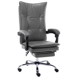 vidaXL Silla de oficina de cuero sint&eacute;tico gris antracita