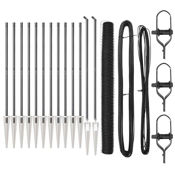 vidaXL Poste de Valla Gris 25 x 1,5 m (malla de 36 mm) Acero