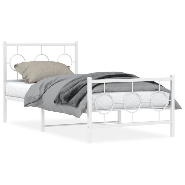 vidaXL Estructura cama sin colch&oacute;n con estribo metal blanco 90x200 cm