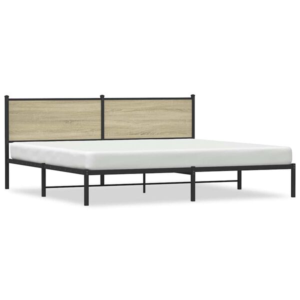 vidaXL Estructura de cama sin colch&oacute;n metal roble Sonoma 193x203 cm
