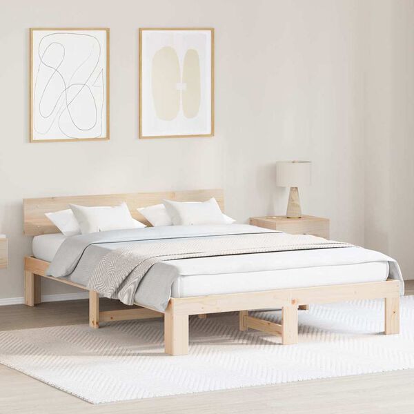 vidaXL Estructura de cama Natural 150 x 200 cm Madera de pino macizo