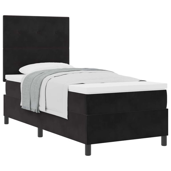 vidaXL Cama tipo Box Spring con colch&oacute;n Negro 90 x 200 cm tela