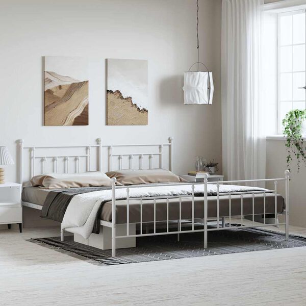 vidaXL Estructura cama sin colchón con estribo metal blanco 193x203 cm
