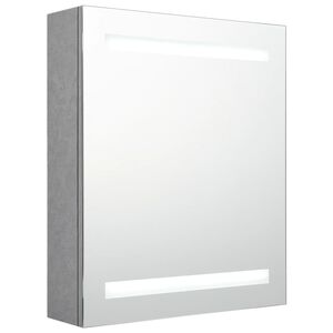 vidaXL Armario de ba&ntilde;o con espejo LED gris hormig&oacute;n 50x14x60 cm