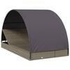 vidaXL Tumbona 2 personas toldo redondo rat&aacute;n PE gris 211x112x140 cm