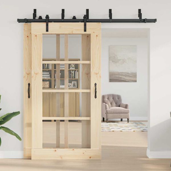 vidaXL Kit de herrajes para puertas correderas acero negro 213,5 cm