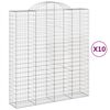 vidaXL Cestas de gaviones 10 uds forma de arco hierro 200x50x220/240cm