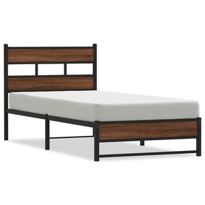 vidaXL Estructura de cama sin colchón metal marrón roble 80x200 cm