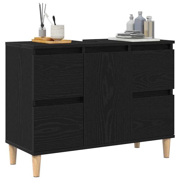 vidaXL Gabinete de Lavabo para Ba&ntilde;o Roble Negro 80 x 33 x 60 cm