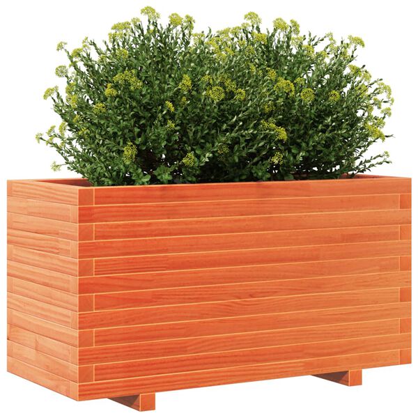 vidaXL Jardinera madera maciza de pino marr&oacute;n cera 90x40x49,5 cm
