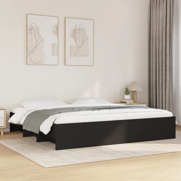 vidaXL Cama sin colchón negro 180x200 cm madera de ingeniería