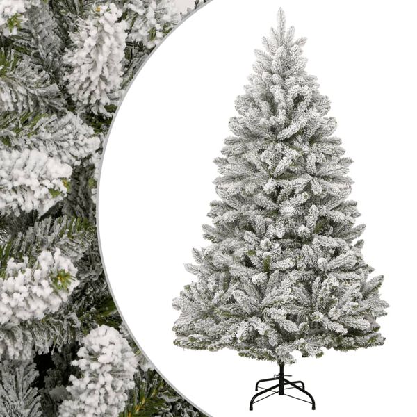 vidaXL Árbol de Navidad artificial con bisagras y nieve flocada 180 cm