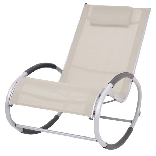vidaXL Silla mecedora de jard&iacute;n de textilene color crema