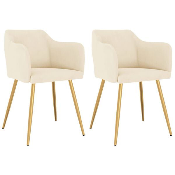 vidaXL Sillas de comedor 2 unidades terciopelo crema