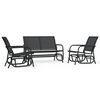 vidaXL Set de muebles con mecedoras jard&iacute;n 3 pzs acero textilene negro