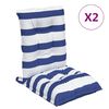 vidaXL Cojines silla respaldo bajo 2 uds tela Oxford rayas azul blanco