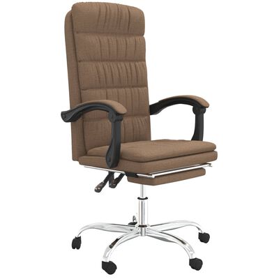 vidaXL Silla de oficina reclinable de tela marrón