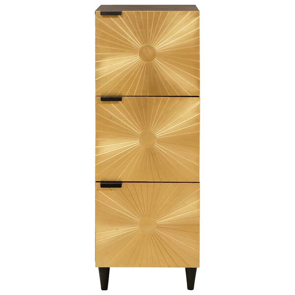 vidaXL Armario auxiliar con caj&oacute;n Negro y dorado 40 x 33,5 x 110 cm