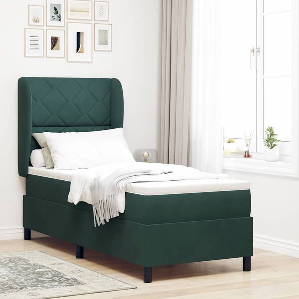 vidaXL Cama tipo Box Spring Verde oscuro 200 x 80 cm Poli&eacute;ster