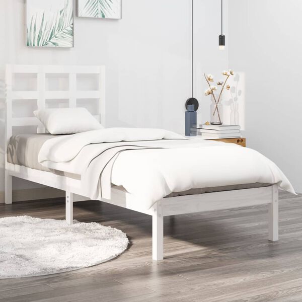 vidaXL Estructura de cama madera maciza de pino blanca 90x200 cm