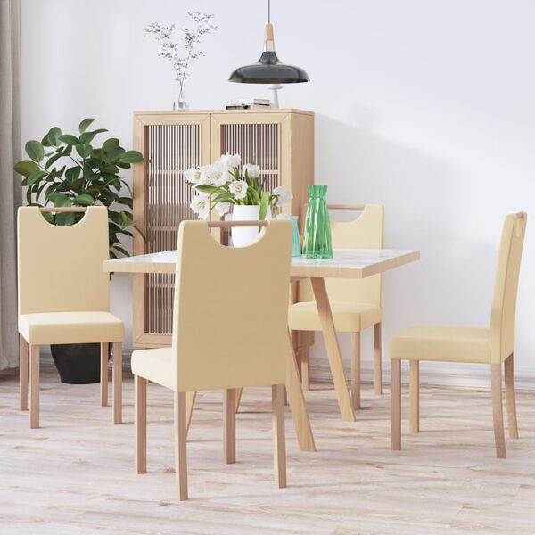 vidaXL Sillas de comedor 4 unidades tela color crema