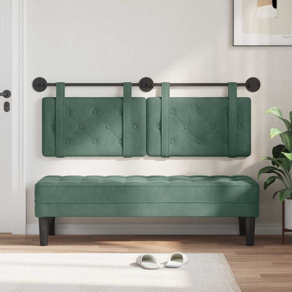 vidaXL Cabecera Colgante Verde Mar 150 x 55 x 5 cm Terciopelo