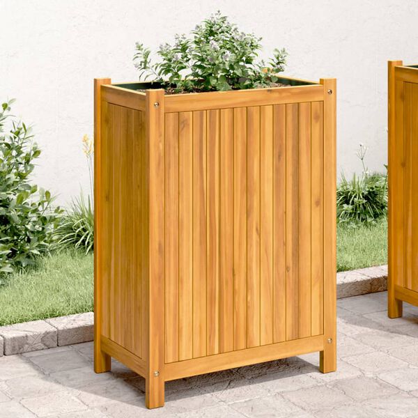 vidaXL Jardinera con forro madera maciza de acacia 54x31x75 cm