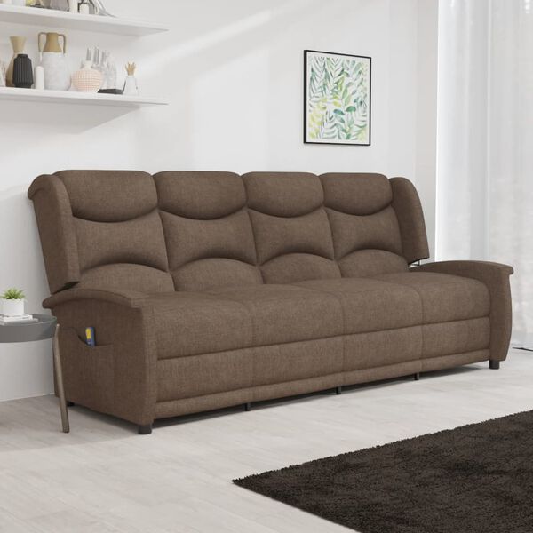 vidaXL Sill&oacute;n reclinable de masaje de 4 plazas tela taupe