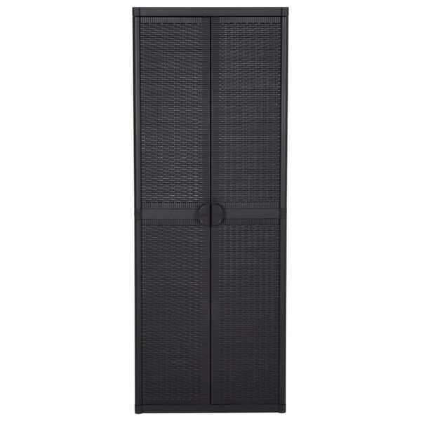 vidaXL Armario de almacenaje de jard&iacute;n rat&aacute;n PP negro 65x45x172 cm