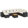 vidaXL Set de sof&aacute;s de jard&iacute;n 8 piezas y cojines rat&aacute;n sint&eacute;tico negro