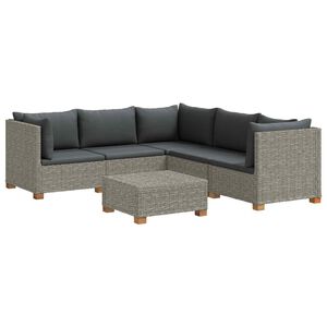 vidaXL 6 uds. Conjunto de Lounge de Rat&aacute;n con Cojines GENDT Gris Kubu