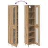 vidaXL Aparador alto 2 pcs Roble artesanal Cristal