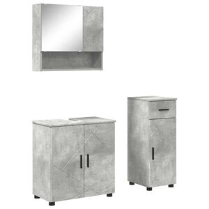 vidaXL Juego de muebles de ba&ntilde;o con caj&oacute;n 3 pcs Gris Concreto